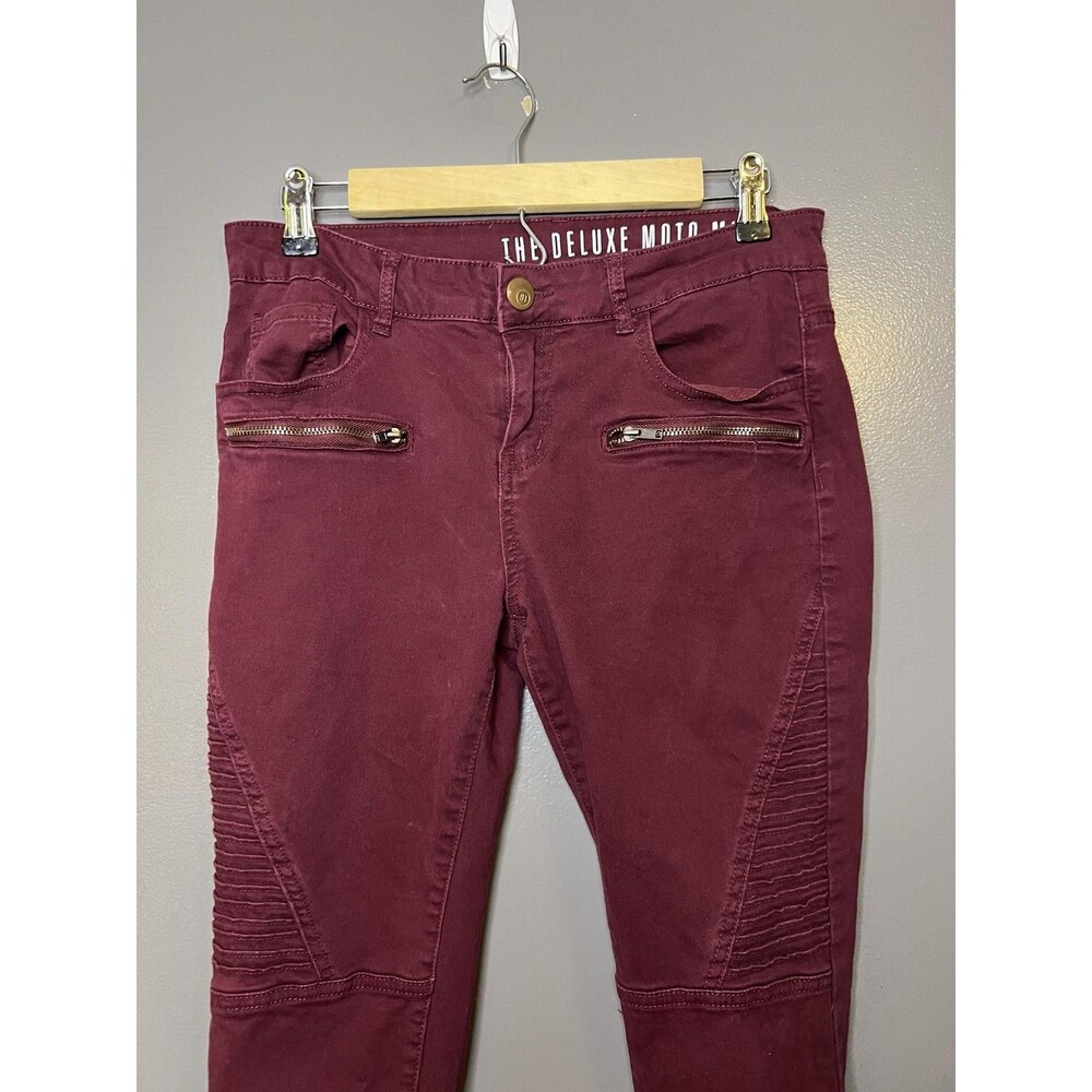 Cotton On Pants Womens 8 Red Deluxe Moto Mid Rise Jegging Skinny Zip Pockets